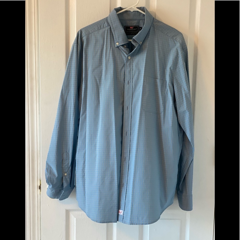 Vineyard Vines performance classic fit Murray  blue grey dress shirt